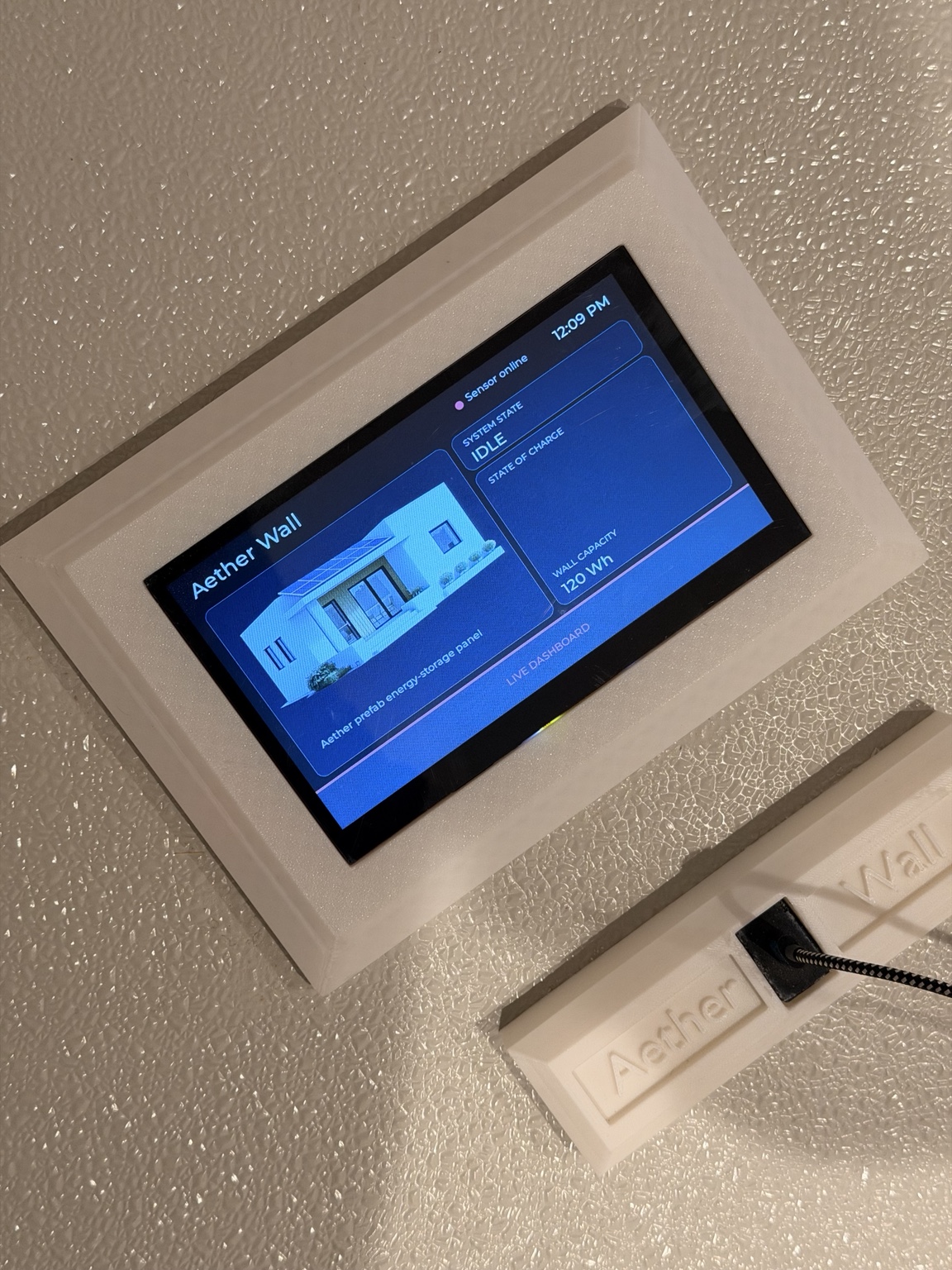 Close view of the Aether wall monitoring dashboard